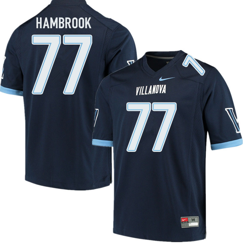 Men #77 William Hambrook Villanova Wildcats College Football Jerseys Sale-Navy